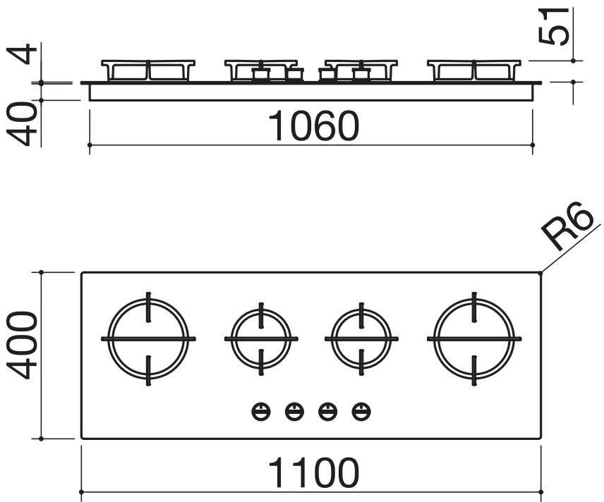 Газовая варочная панель Barazza 1PMD104N