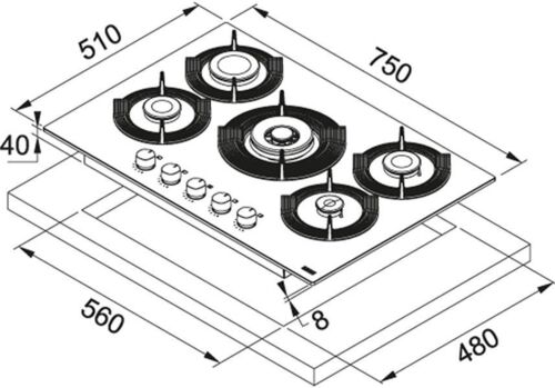 Газовая варочная поверхность Franke FHMF 755 4G DC C LG design Dror
