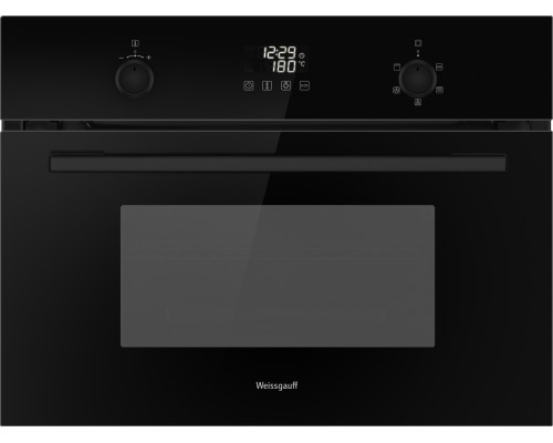 Встраиваемый компактный духовой шкаф с СВЧ Weissgauff OE 449 PDBK Black Edition