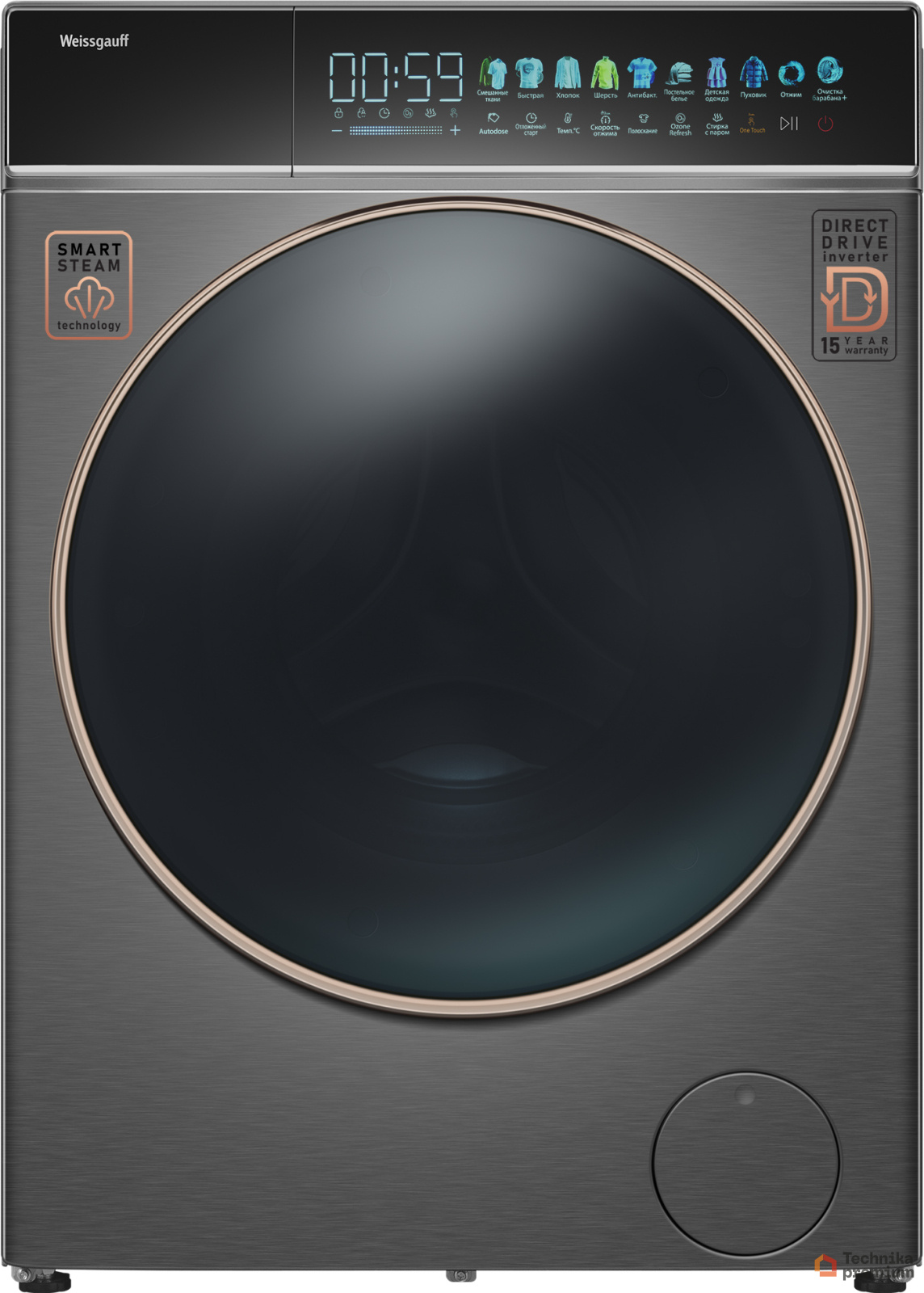 Стиральная машина Weissgauff WM 58411 Direct Drive Inverter Premium Steam Grey