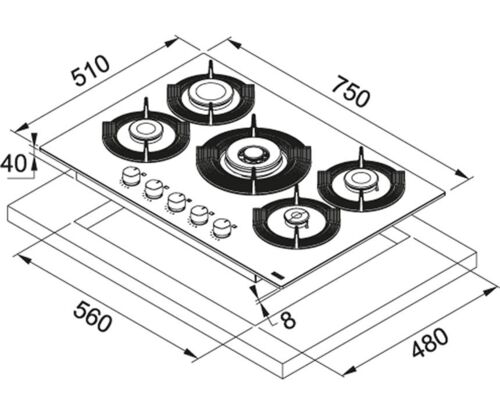 Газовая варочная поверхность Franke FHMF 755 4G DC C OY design Dror