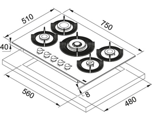 Газовая варочная поверхность Franke FHMF 755 4G DC C CD design Dror