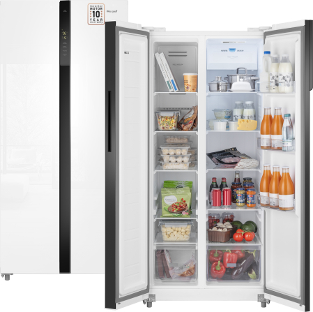 Холодильник Weissgauff WSBS 500 Inverter NoFrost White Glass