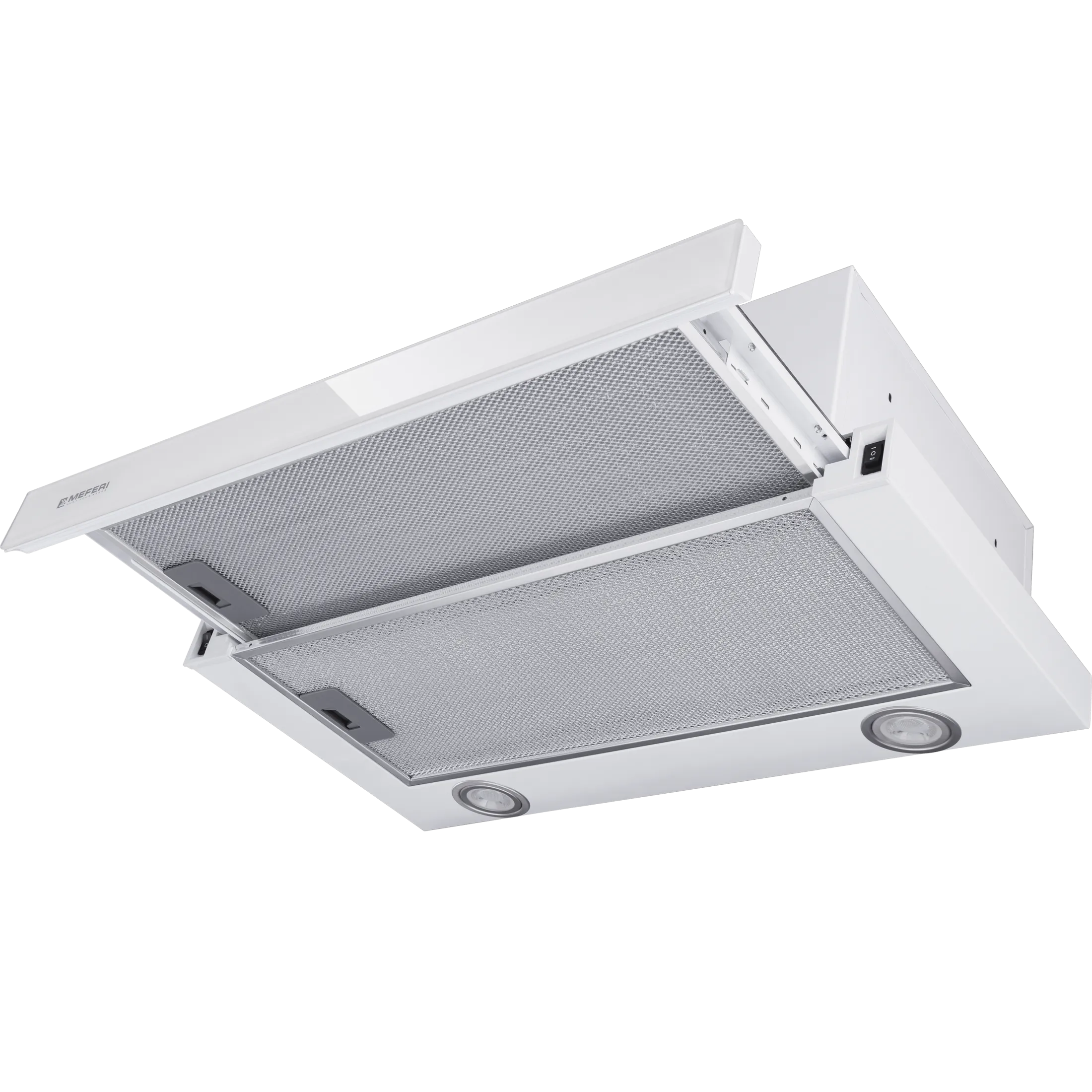 Телескопическая вытяжка MEFERI SLIDEBOX60WH GLASS ULTRA
