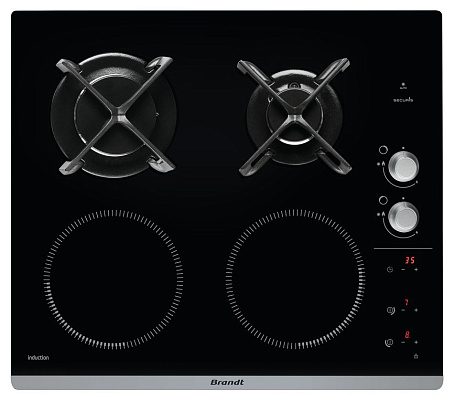 Комбинированная варочная панель (газ+индукция) BRANDT BPI6414BM