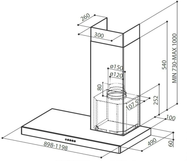 Вытяжка без купола Faber STILO SRM DX/SP A90 правая, 325.0518.928