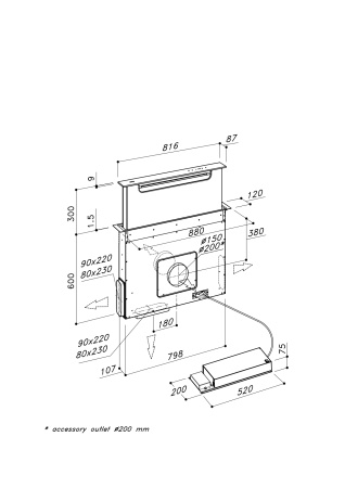 Вытяжка Downdraft Sirius S-DD18 BALANCE EM W
