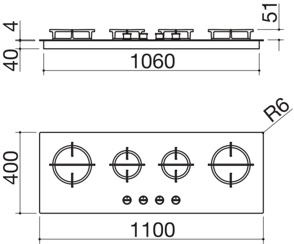 Газовая варочная панель Barazza 1PMD104N