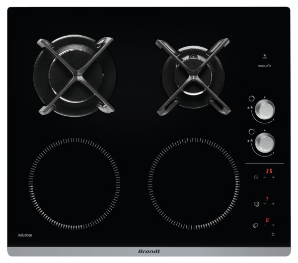 Комбинированная варочная панель (газ+индукция) BRANDT BPI6414BM