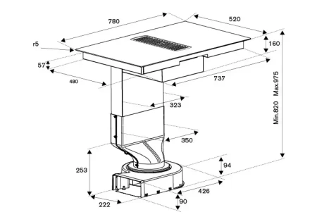 Панель варочная индукционная с вытяжкой Bertazzoni P784ICHNE