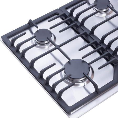 Газовая варочная панель HiSTORY HGE 640C FIX, серебристый INOX