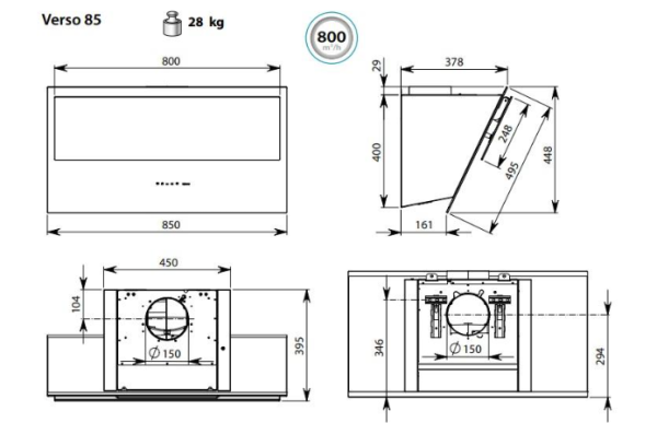Вытяжка Falmec Design VERSO 85 WHITE