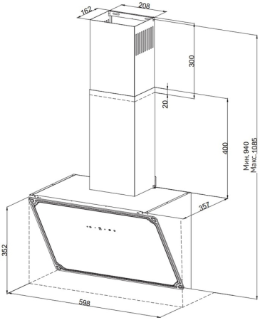 Каминная вытяжка Korting KHC 69059 RGB