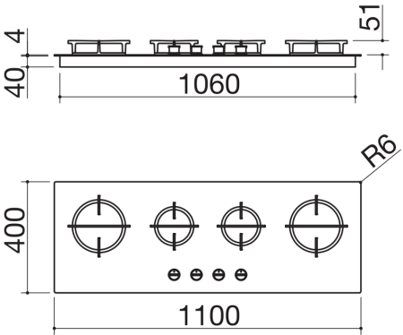Газовая варочная панель Barazza 1PMD104