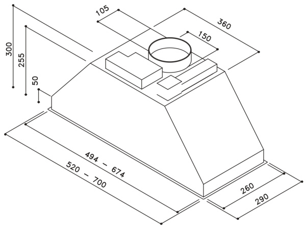 вытяжка Sirius SL 900 IX 70