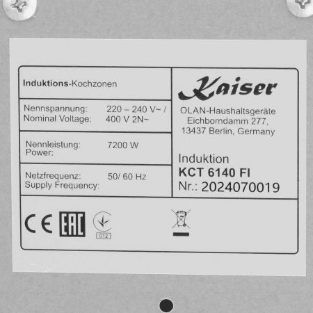 Индукционная варочная панель Kaiser KCT 6140 FI