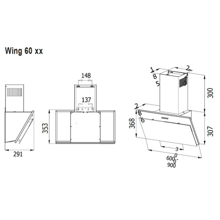 Вытяжка Evelux WING 60 BG
