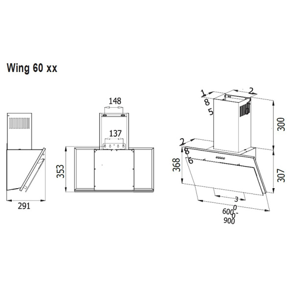 Вытяжка Evelux WING 60 BG
