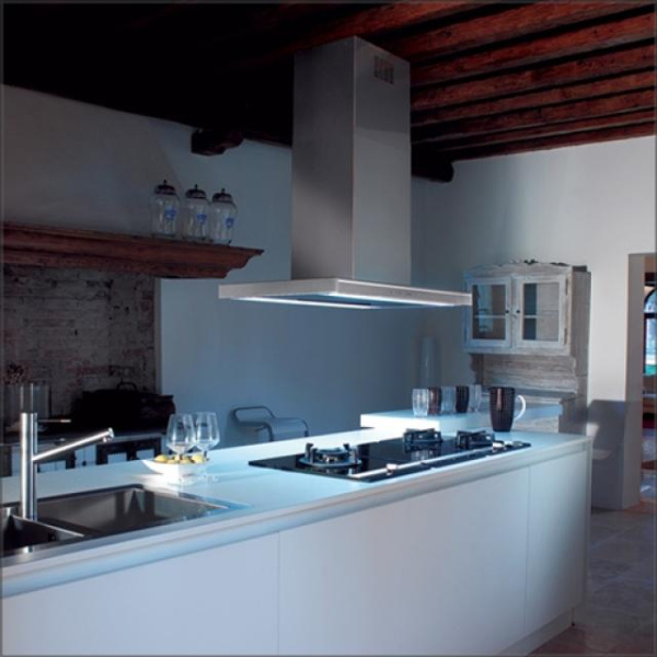 Вытяжка Falmec Silence LUMINA NRS isola 90 inox vetro acciaio (800)