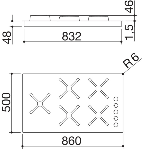 Газовая варочная панель Barazza 1PSPF95