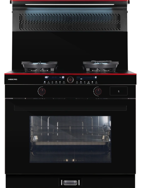 Газовая плита Hiberg S-FEG 92 с вытяжкой i-VM 9120