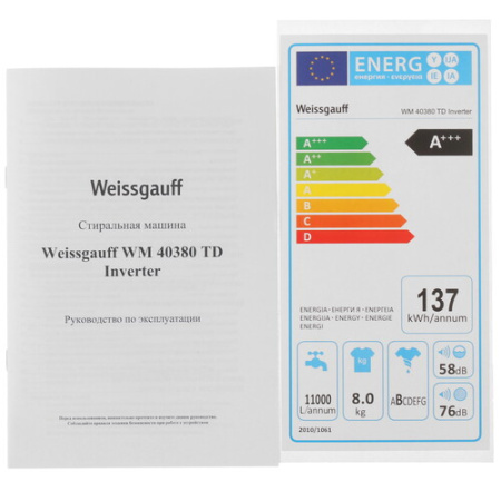 Стиральная машина Weissgauff WM 40380 TD Inverter