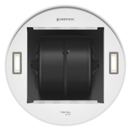 Цилиндрическая островная вытяжка MEFERI TUBE35WH ISLA ULTRA