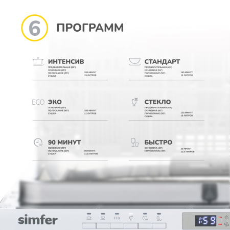 Встраиваемая посудомоечная машина Simfer DGB6602