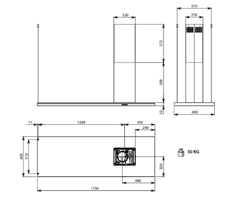Вытяжка Falmec DESIGN LUMEN ISOLA STEEL 175 DX