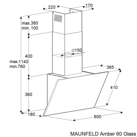 Кухонная вытяжка Maunfeld Amber 60 Glass черный