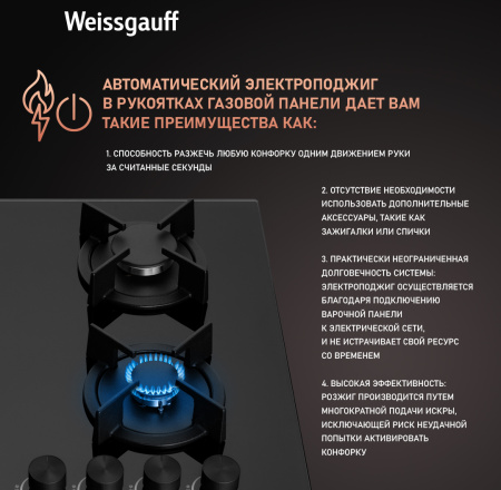 Газовая варочная панель Weissgauff HGG 640 BGB