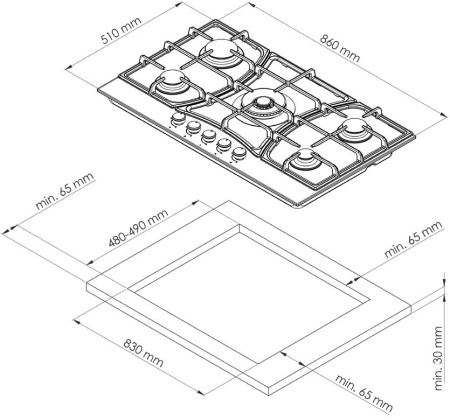 Газовая варочная панель Kuppersberg FS 910 C Bronze