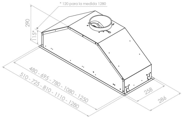 вытяжка Pando GTI/810 INOX V.1050 ECO SEC PLUS