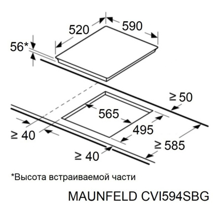 Индукционная варочная панель MAUNFELD CVI594SF2MBL LUX
