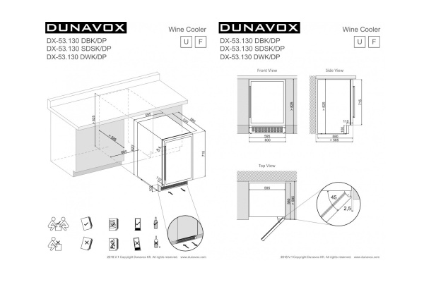 Винный шкаф Dunavox DX-53.130DWK/DP