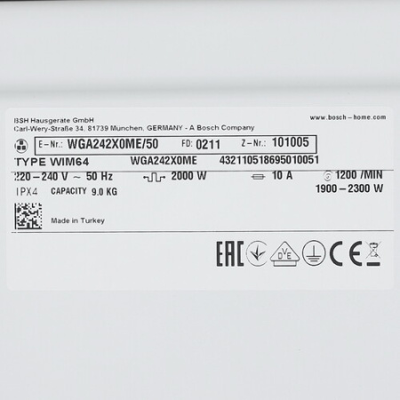Стиральная машина Bosch WGA242X0ME