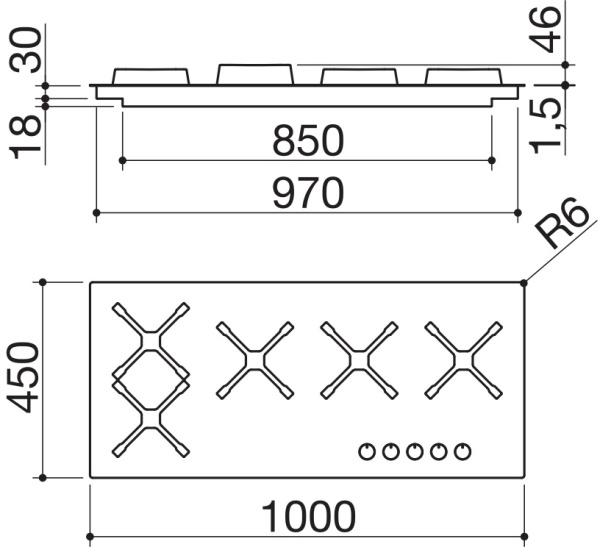 Газовая варочная панель Barazza 1PSPF105