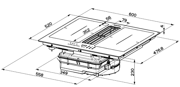 Варочная панель со встроенной вытяжкой Faber GALILEO SMART BK A600 340.0627.227