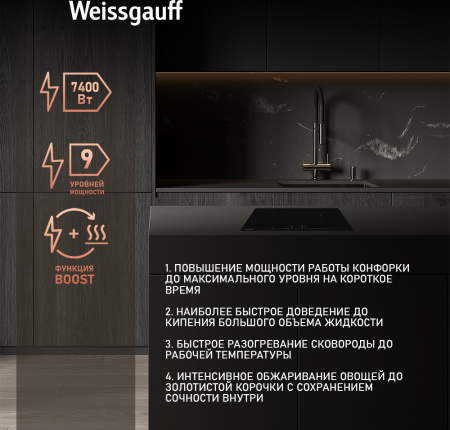 Стеклокерамическая панель Weissgauff HI 642 BSCM