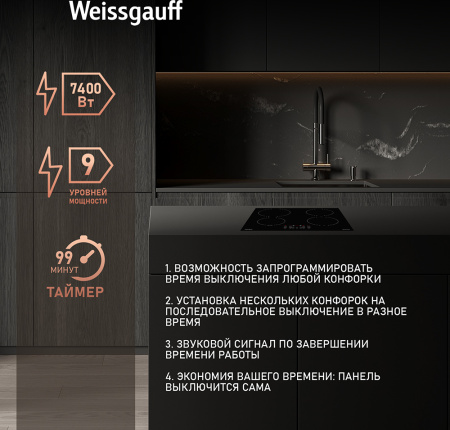 Стеклокерамическая панель Weissgauff HI 640 BSCM