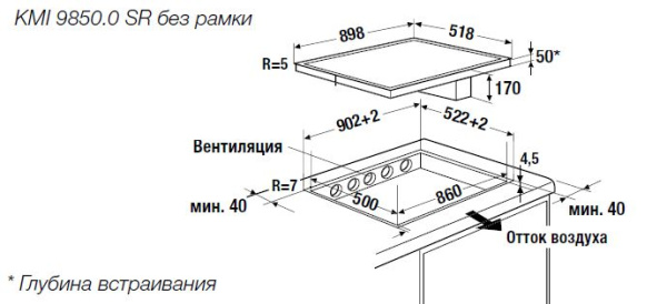 Индукционная варочная панель с вытяжкой Kuppersbusch KMI 9850.0 SR