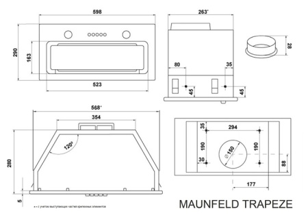 Встраиваемая вытяжка Maunfeld TRAPEZE 601GG черный