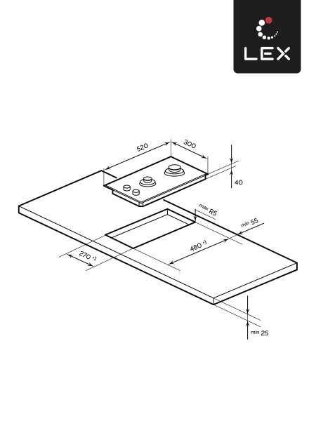 Варочная панель газовая LEX GVG 323A BBL