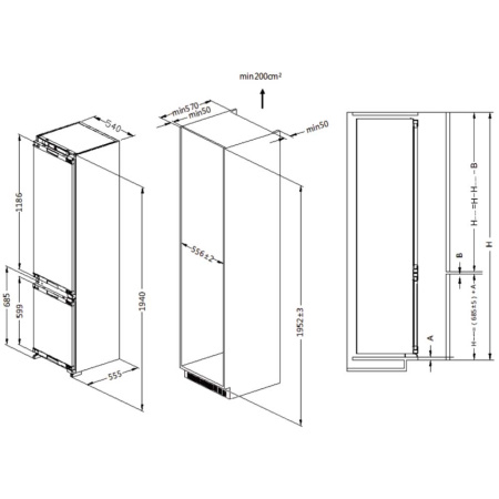 Встраиваемый холодильник Haier HRF305NFRU