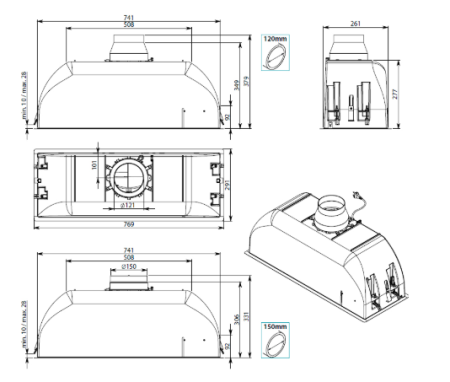 Вытяжка Falmec GRUPPO INCASSO PLUS 70 WH