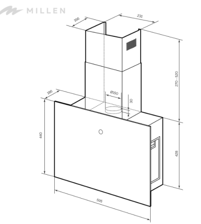 Наклонная вытяжка Millen MKHG 602 BL