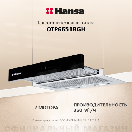 Телескопическая вытяжка Hansa OTP6651BGH