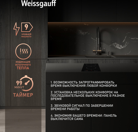Стеклокерамическая панель Weissgauff HI 32 BSCM