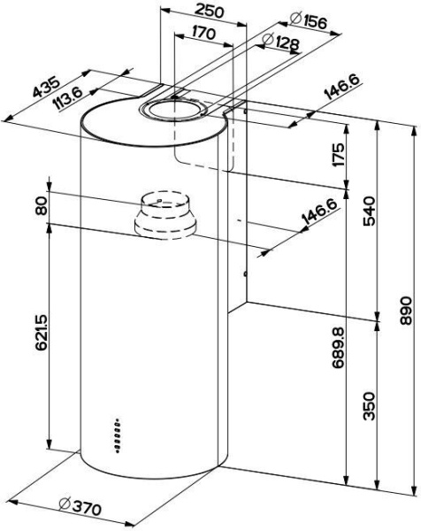 Вытяжка без купола Faber CYLINDRA PLUS BK Matt A37 335.0606.998