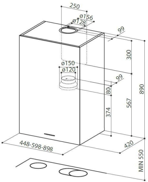 Вытяжка без купола Faber Cubia Plus EV8 X A60 335.0502.091